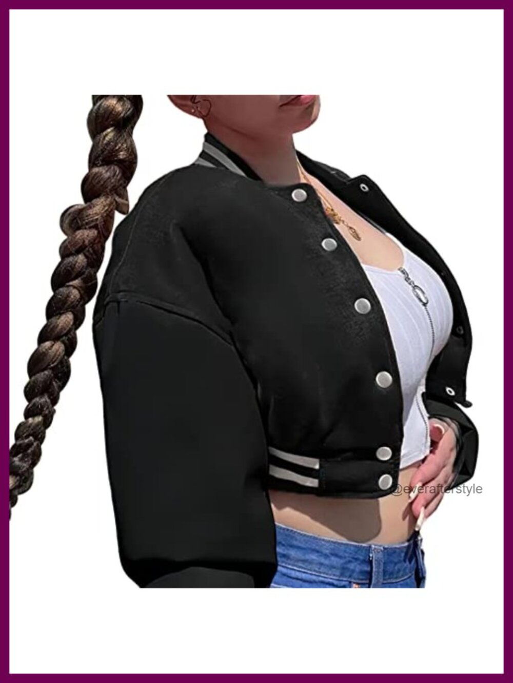 Womens Cropped Varsity Jacket Faux Leather Sleeves Baseball
